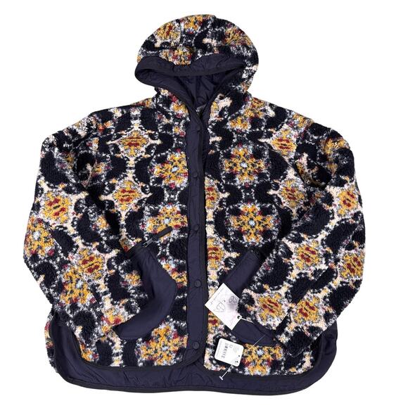 FP Movement Jacquard Elevation Fleece Jacket Reversible Women's M  Black Combo - Picture 2 of 13